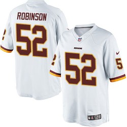 Nike Youth Elite White Road Jersey Washington Redskins Keenan Robinson 52