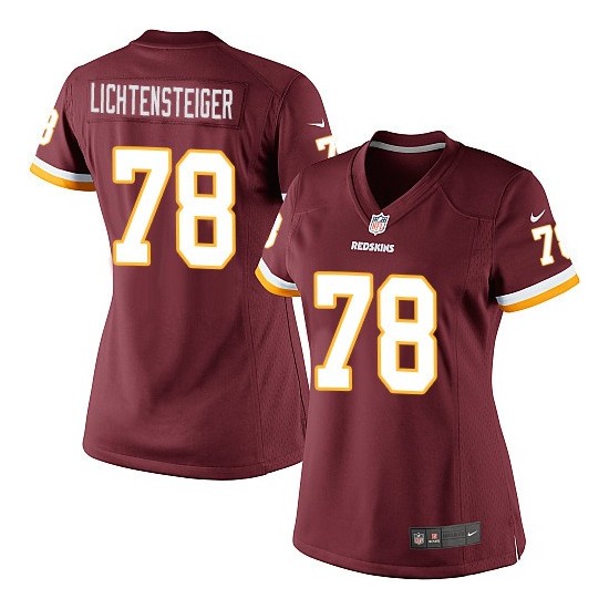 Nike Women's Elite Burgundy Red Home Jersey Washington Redskins Kory Lichtensteiger 78