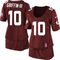 Nike Women's Elite Burgundy Red Breast Cancer Awareness Jersey Washington Redskins Robert Griffin III 10