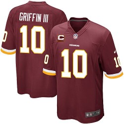 Nike Youth Elite Burgundy Red Home C Patch Jersey Washington Redskins Robert Griffin III 10