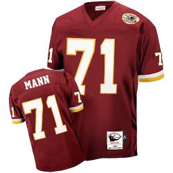 Mitchell and Ness Men's Authentic Burgundy Red Home Throwback 50th Patch Jersey Washington Redskins Charles Mann 71